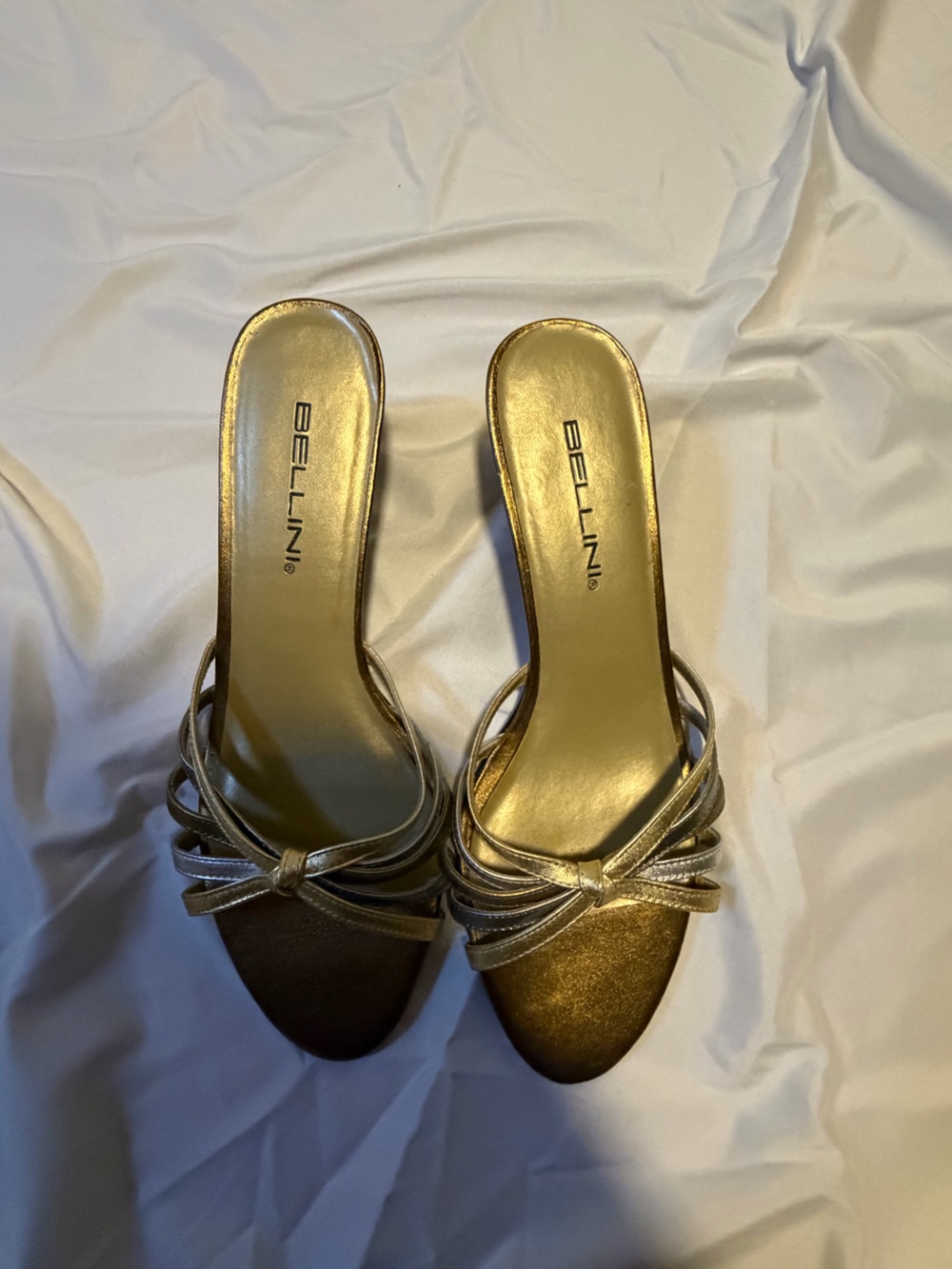 Bellini Metallic Gold Knot-Front Strappy Slide Sandals
